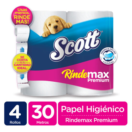 Papel Higiénico Scott Rindemax Premium 30 Mts x 4 Rollos